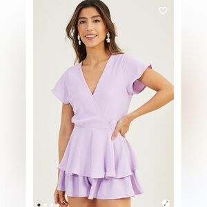 Altar’d State Lilac romper with tie in front